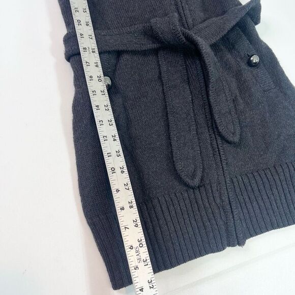 Tory Burch Sweater Vest Womens XS Dark Gray Belt Full Zip Merino Wool - Picture 4 of 11